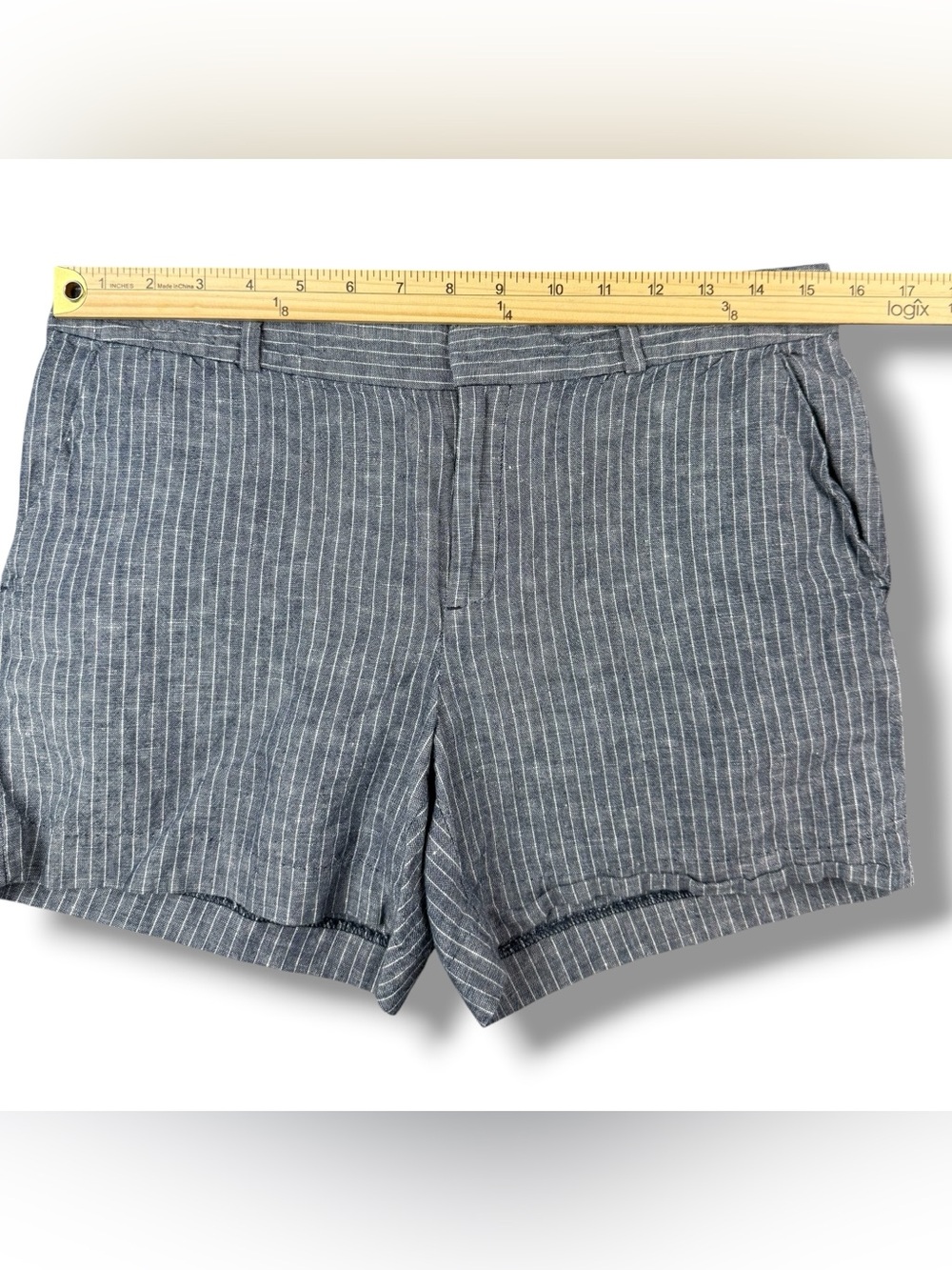 Banana Republic Women’s Linen Blend‎ Pinstripe Shorts Gray Size 4 Waist 31 - Picture 7 of 10
